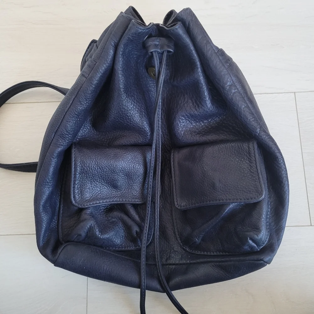 Authentic Soft Italian Leather Drawstring Backpack - Picture 3 of 15
